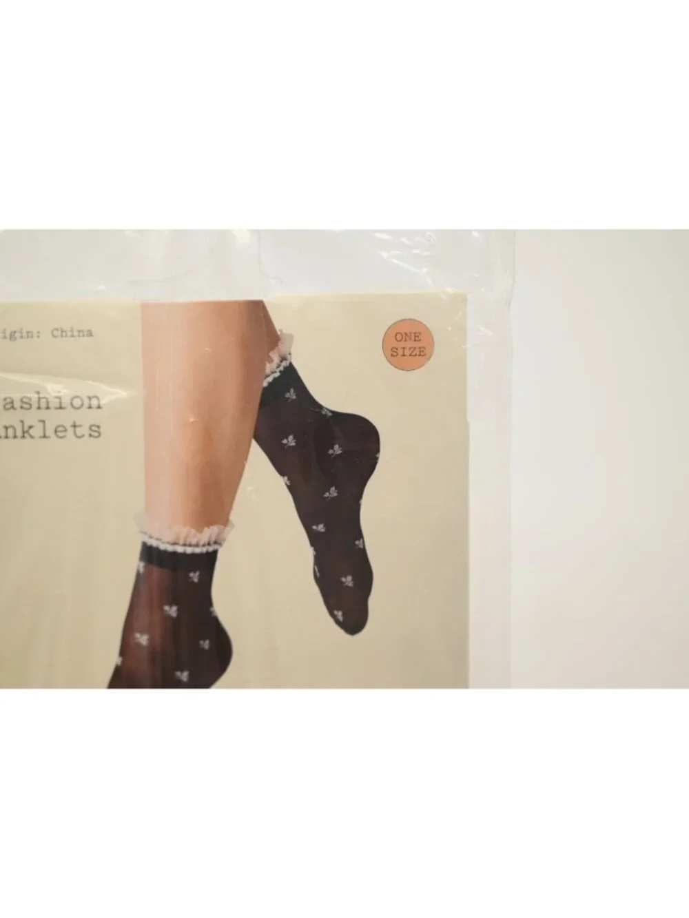 NIP A New Day Fashion Anklets 1 Pair One Size Black White Floral Ruffle Socks